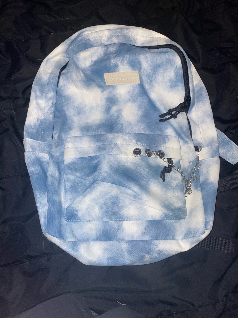 Light Blue Tie-Dye chain grommet Backpack